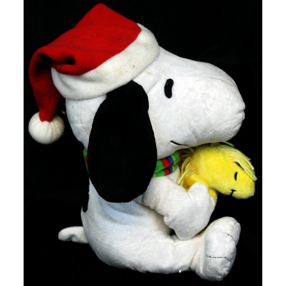 2011 Gemmy Peanuts Snoopy Woodstock Christmas Animated Plush Stuffed Animal 12" - Picture 2 of 12